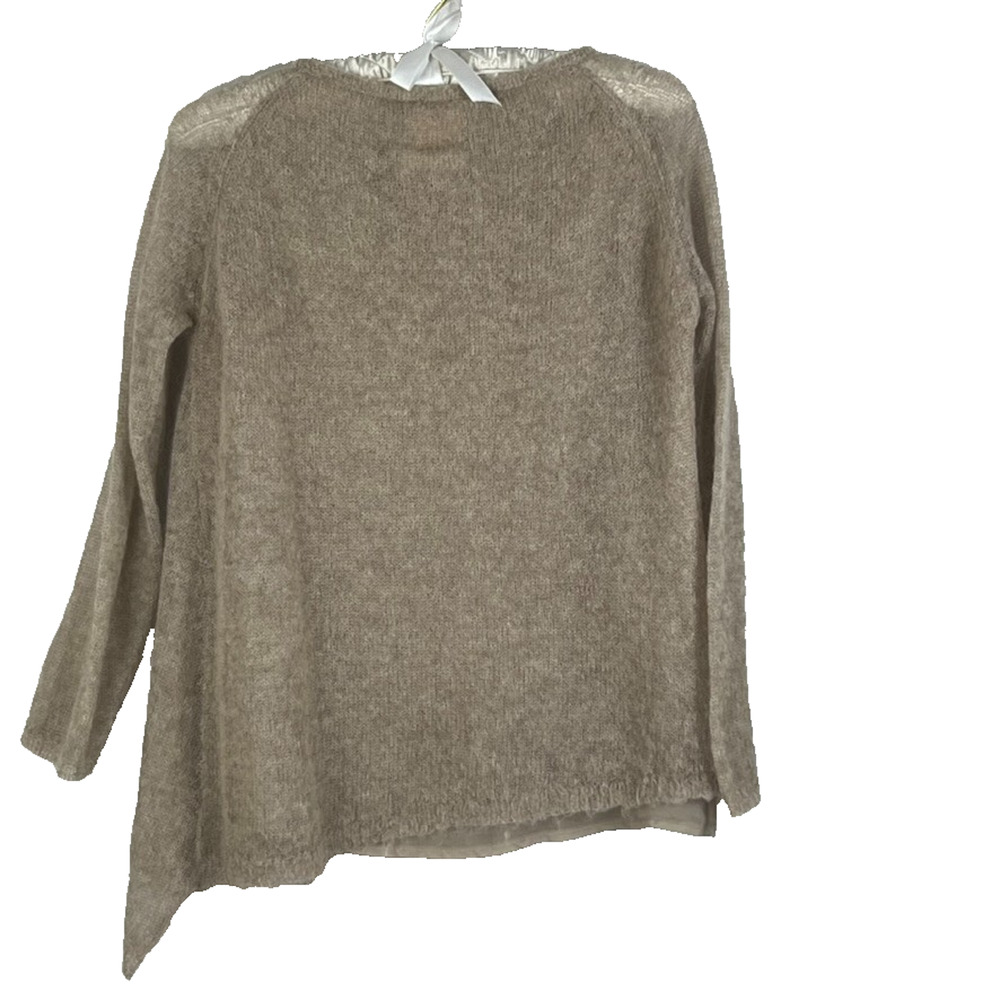 Lara Knit Light Sweater Women's S Brown Kid Mohair Wool Pullover Lined - Picture 2 of 6